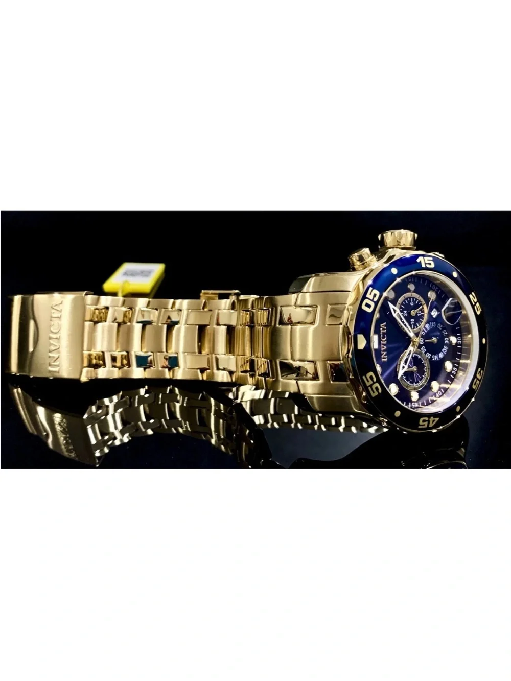 Invicta Men’s PRO DIVER SCUBA Chronograph Blue Dial 18kt Gold Plated Watch. 0073 - Picture 7 of 12
